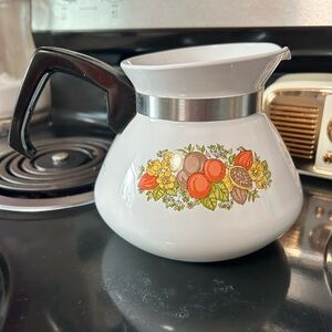 Vintage 1972 “Spice of Life” Corningware Floral Coffee Carafe with Black Handle